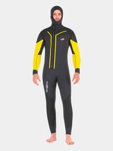 DIVESTAR Men 7MM Hooded Wetsuit Black Yellow